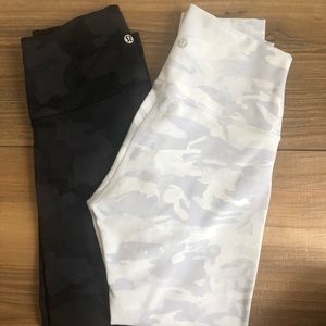 Lululemon Athletica Black and White Camo Leggings